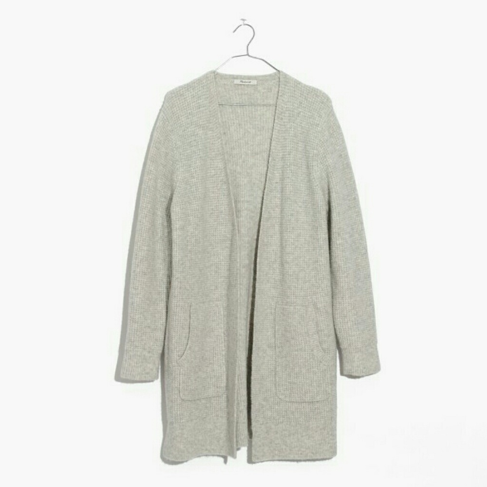 wafflestitch cardigan sweater